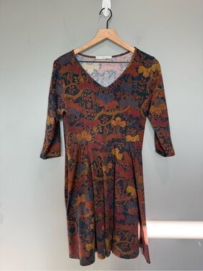 Peruvian Connection Pima Cotton Floral Fit & Flare Dress L